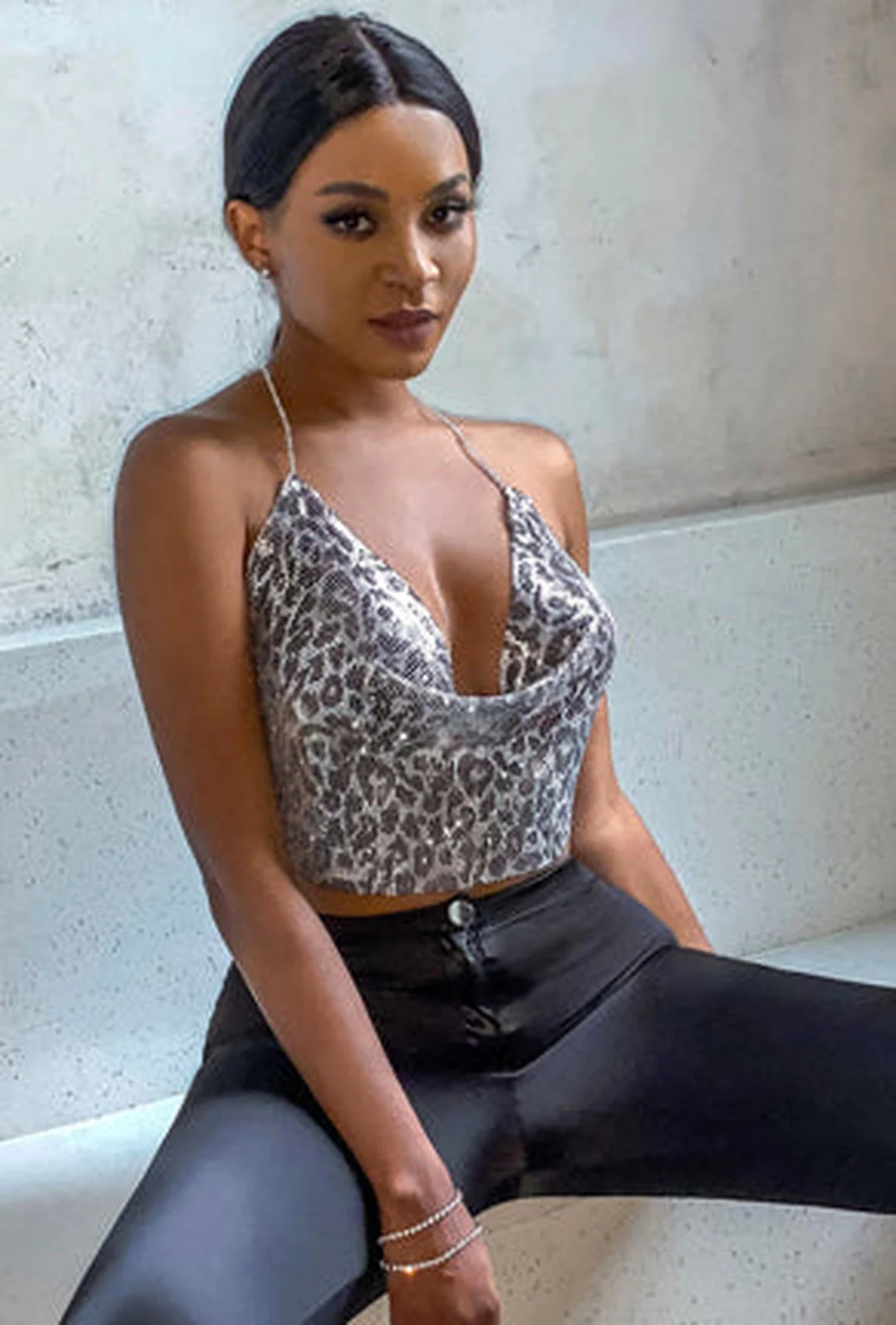 ANASTASIA - LUREX ANIMAL PRINT CROP TOP - Image 5