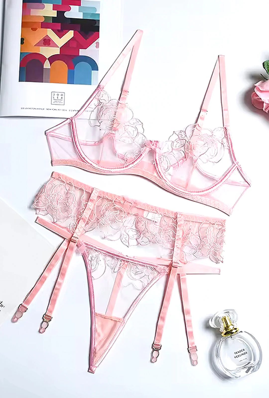 AUBREY - SHEER LACE LINGERIE 2 PIECE - Image 7