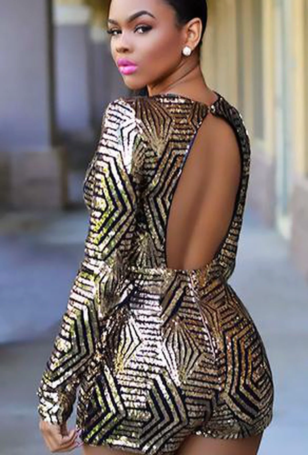 BASSEY - SEQUINS ROMPER BODYSUIT - Image 5
