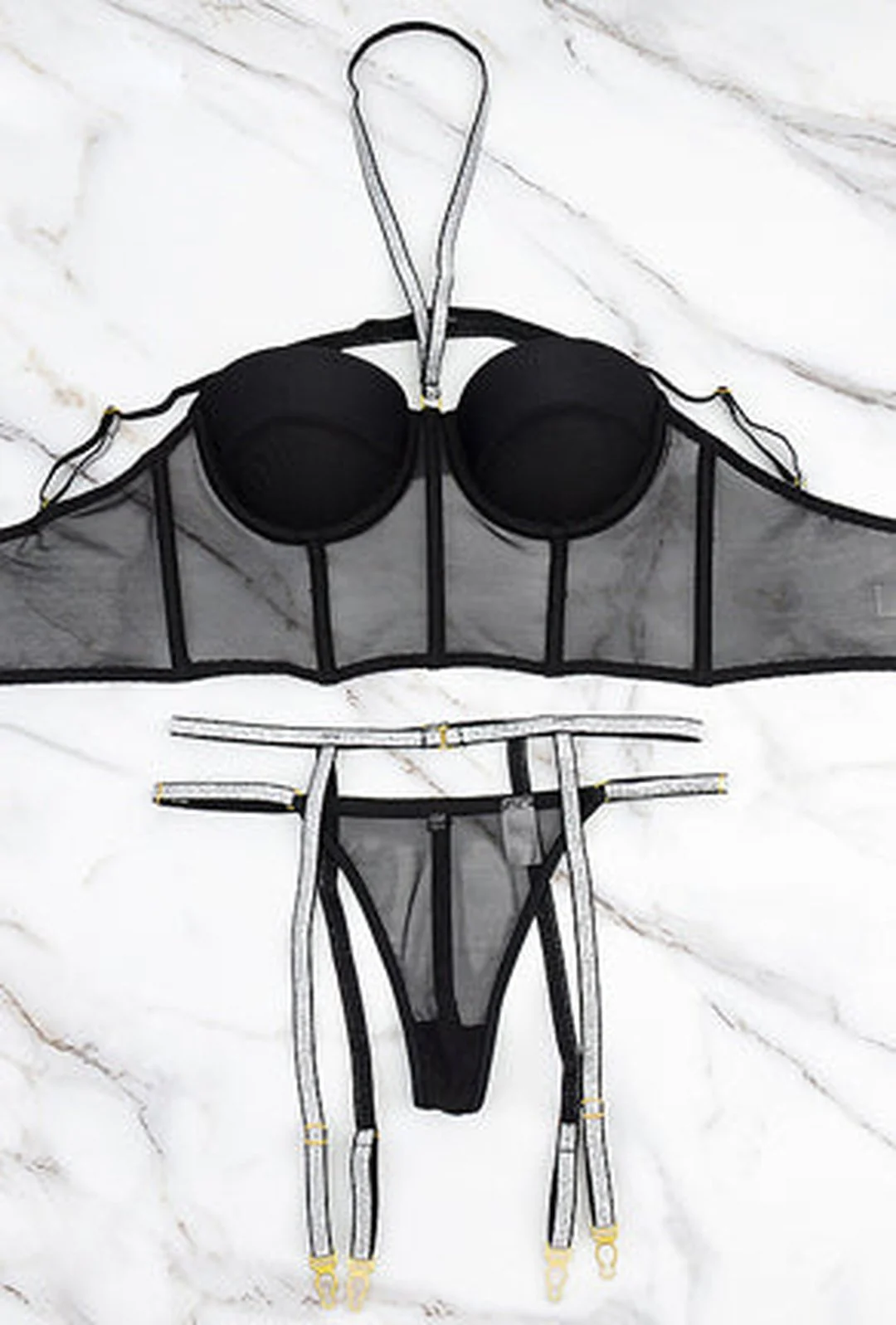 BENOIT - 3 PIECE BUSTIER GARTER LINGERIE - Image 9