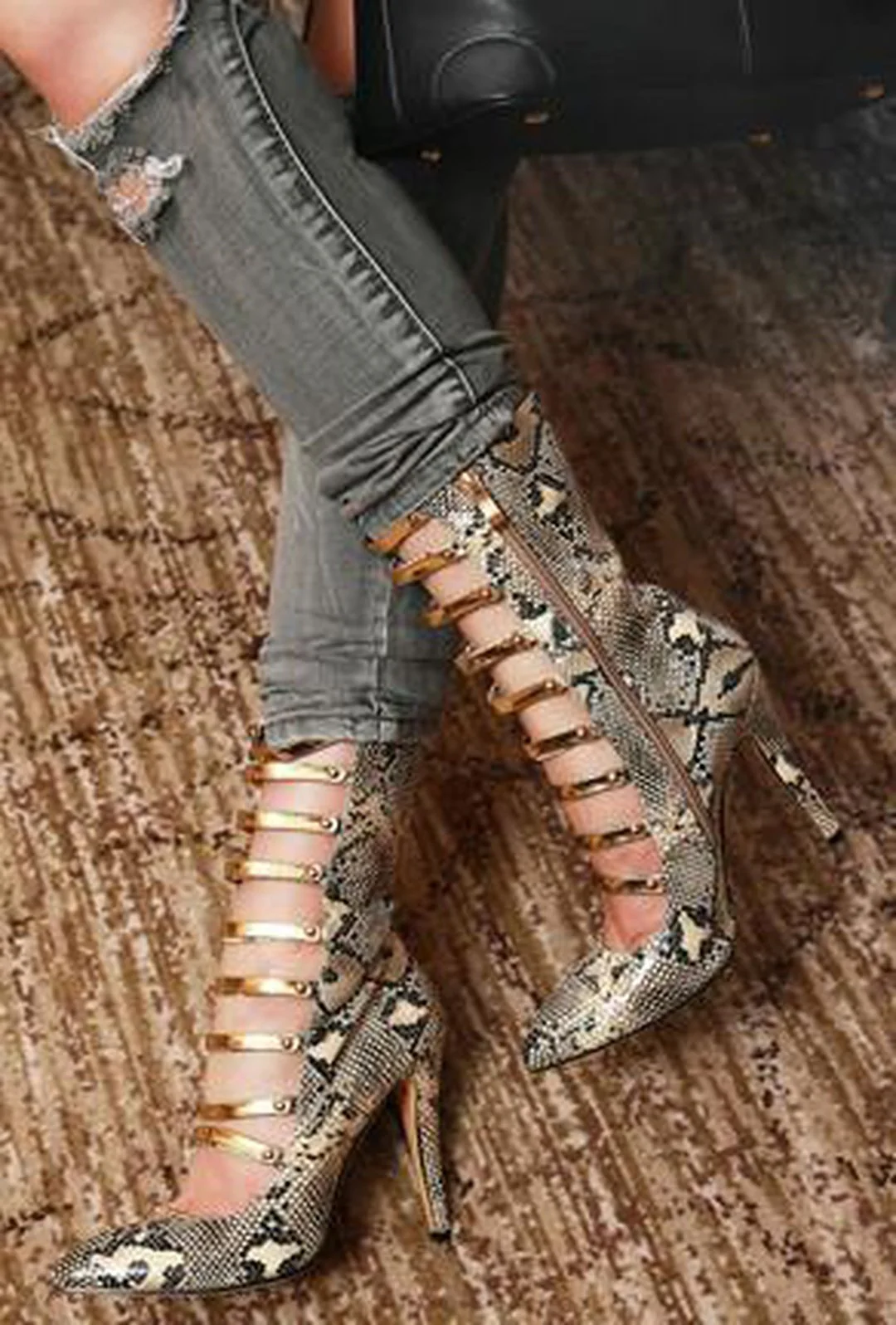 BIEBER - PYTHON ANKLE BOOTS - Image 2