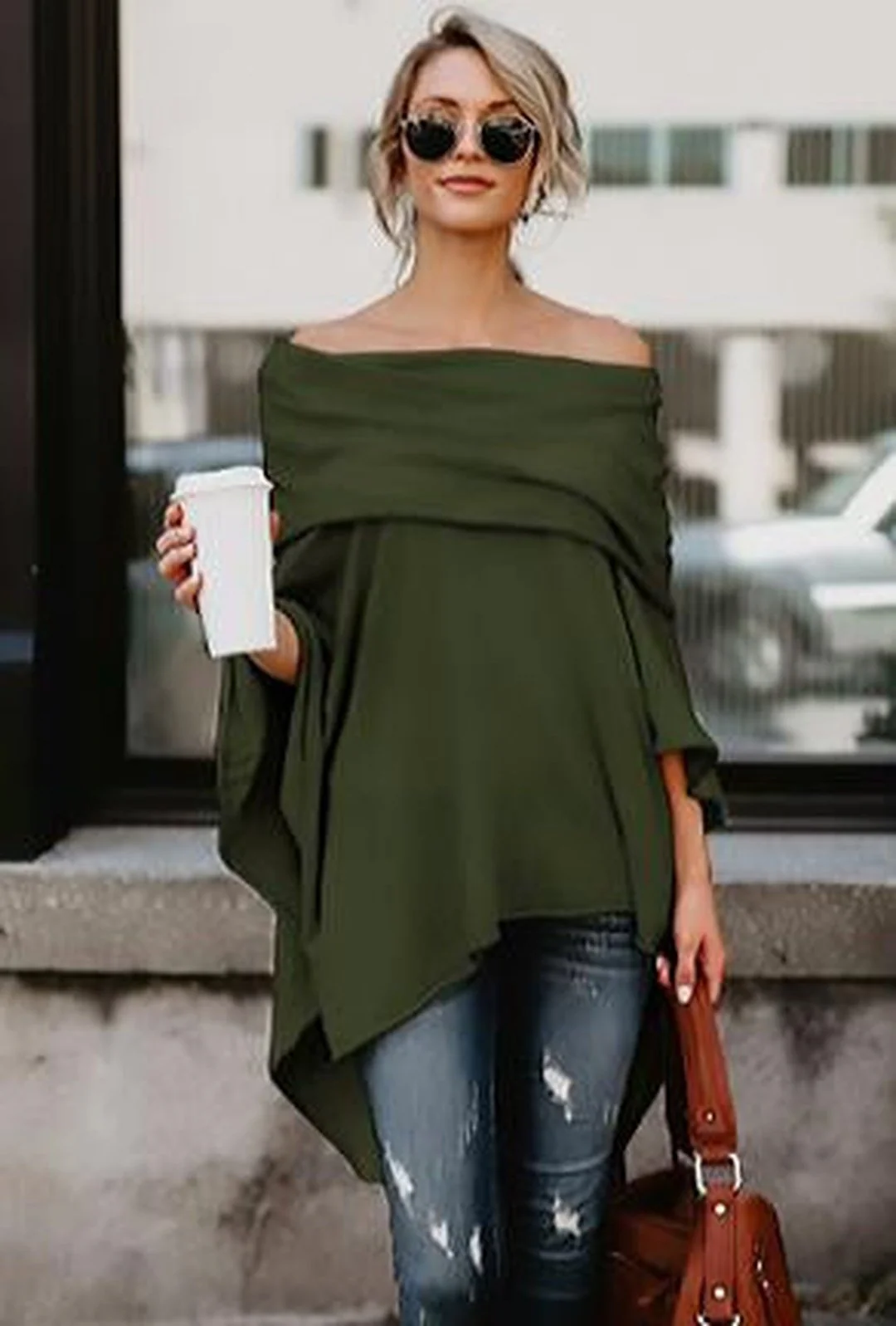 BRANDI - PONCHO JERSEY KNIT TOP - Image 7