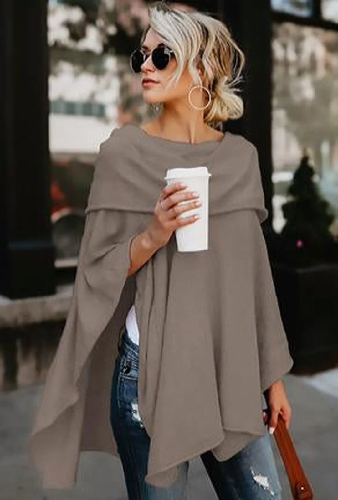 BRANDI - PONCHO JERSEY KNIT TOP - Image 8