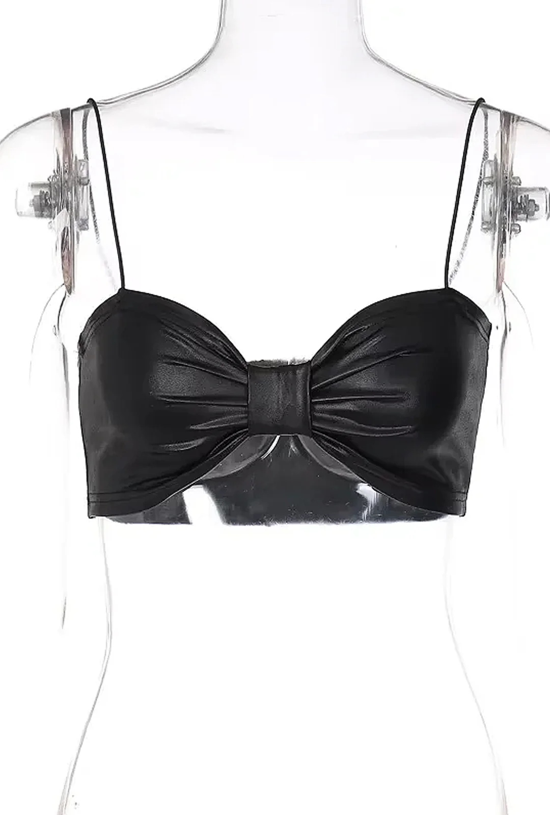 BROWSBY - LEATHERETTE BOW BRA TOP - Image 3