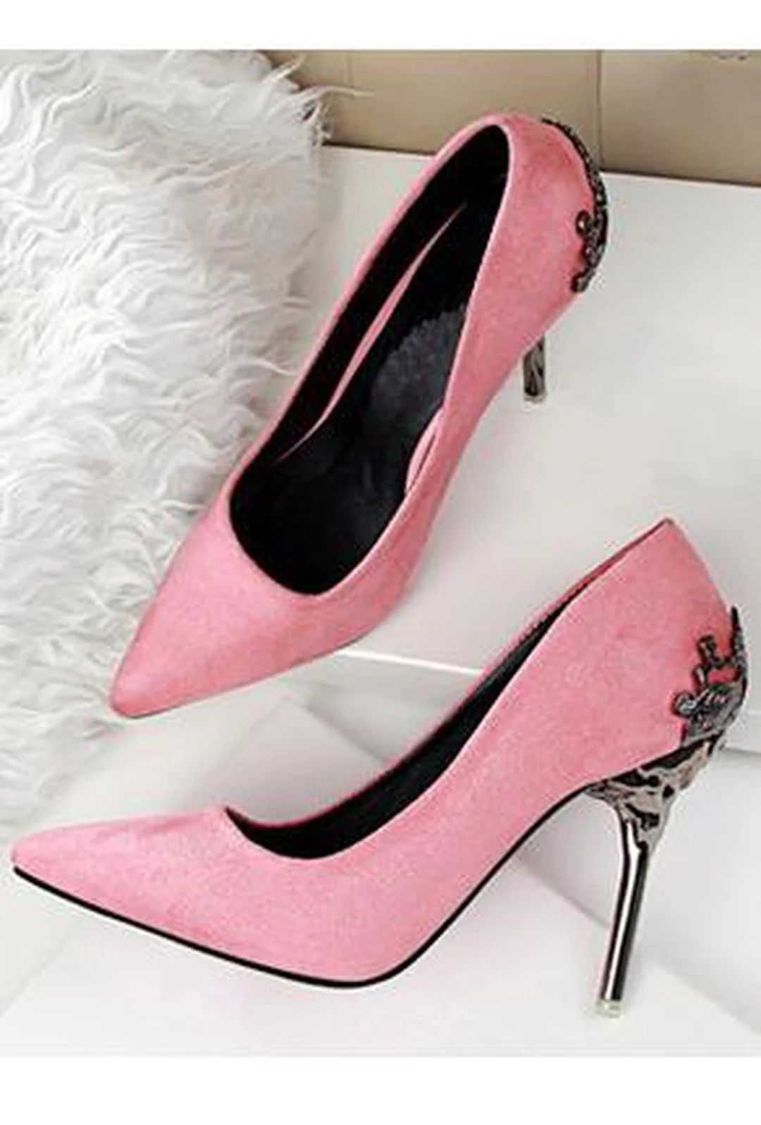 CAMELLIA - SUEDE ORNATE PUMPS HEELS - Image 7