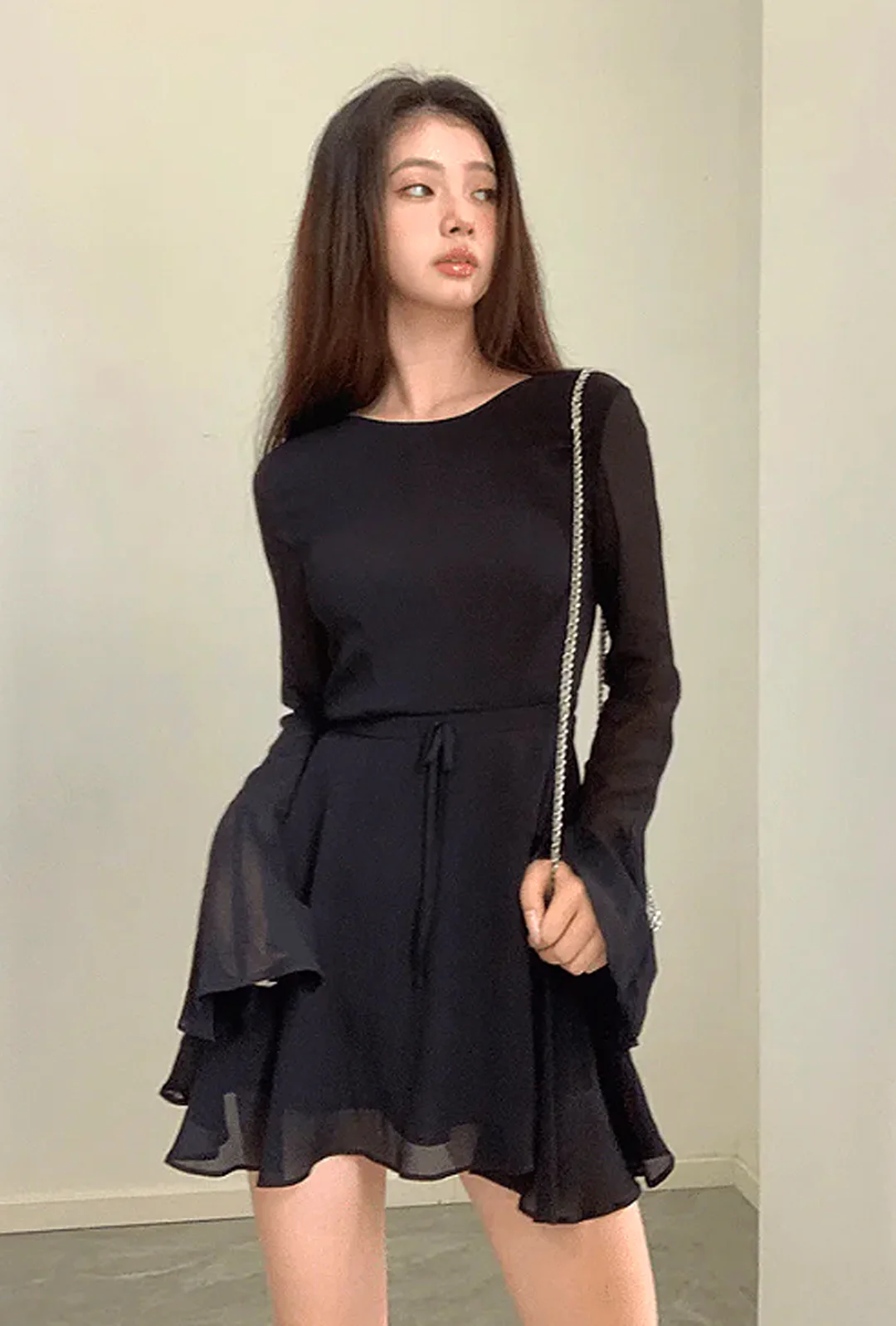 CERI - SHEER TRUMPET MINI DRESS - Image 2