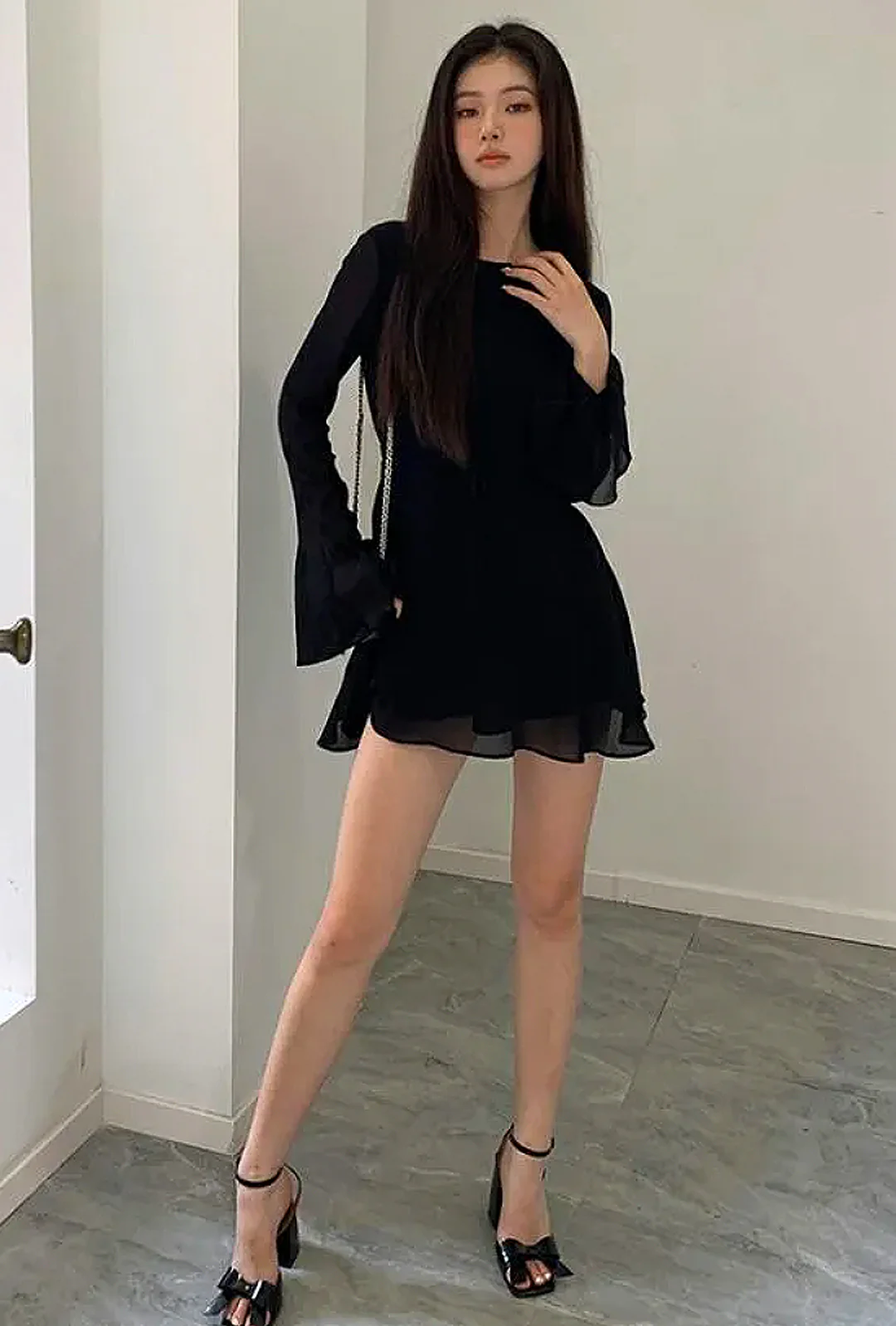 CERI - SHEER TRUMPET MINI DRESS - Image 3
