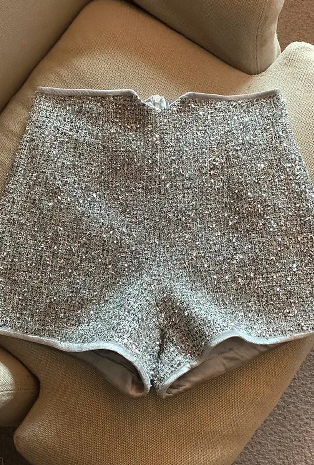 CHIVASA - SEQUINS HIGH WAIST EVENING SHORTS - Image 4