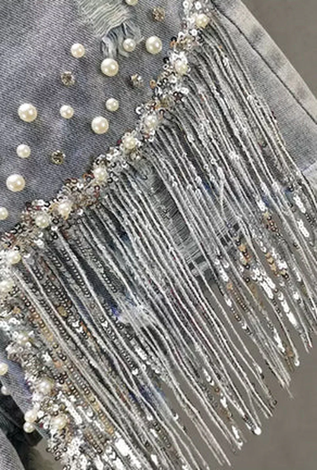 DALLAS - SEQUINS FRINGE DENIM SHORTS - Image 7