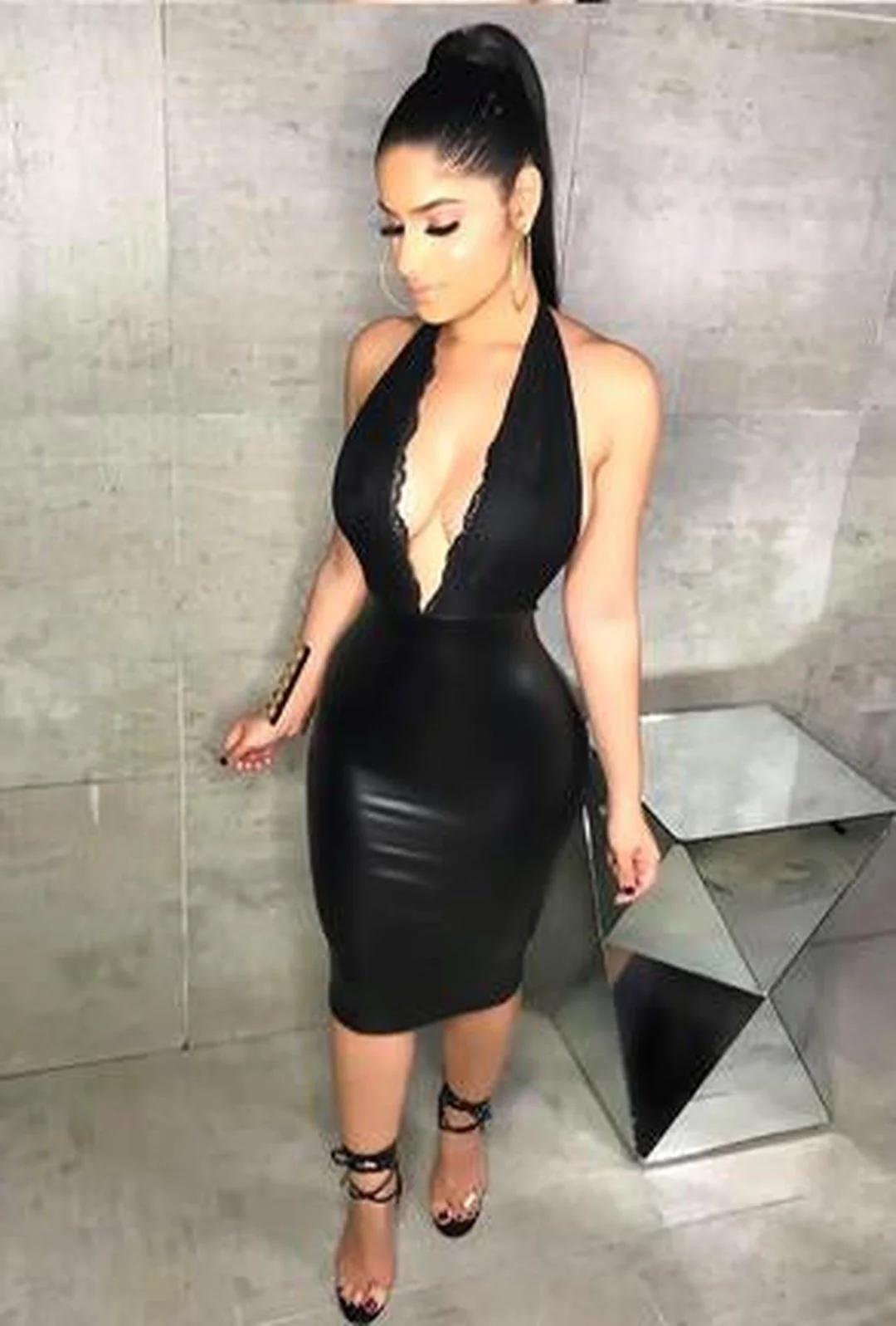 FIONE - LEATHER & LACE DRESS - Image 2