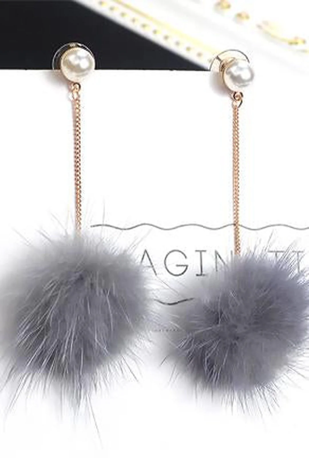 FLORIE - FUR DROP EARRING - Image 3