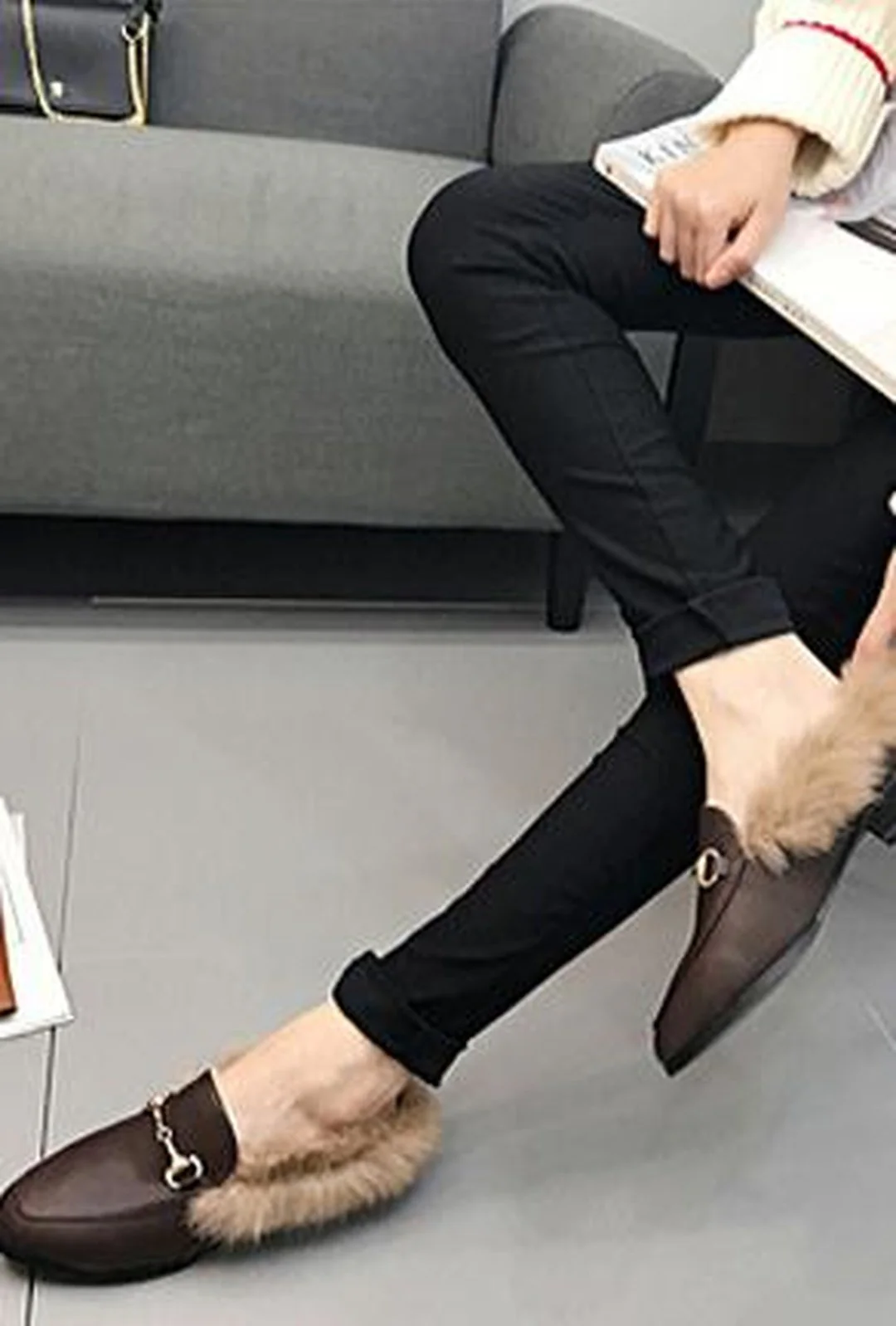 GABI - FUR SLIPPER LOAFERS - Image 9