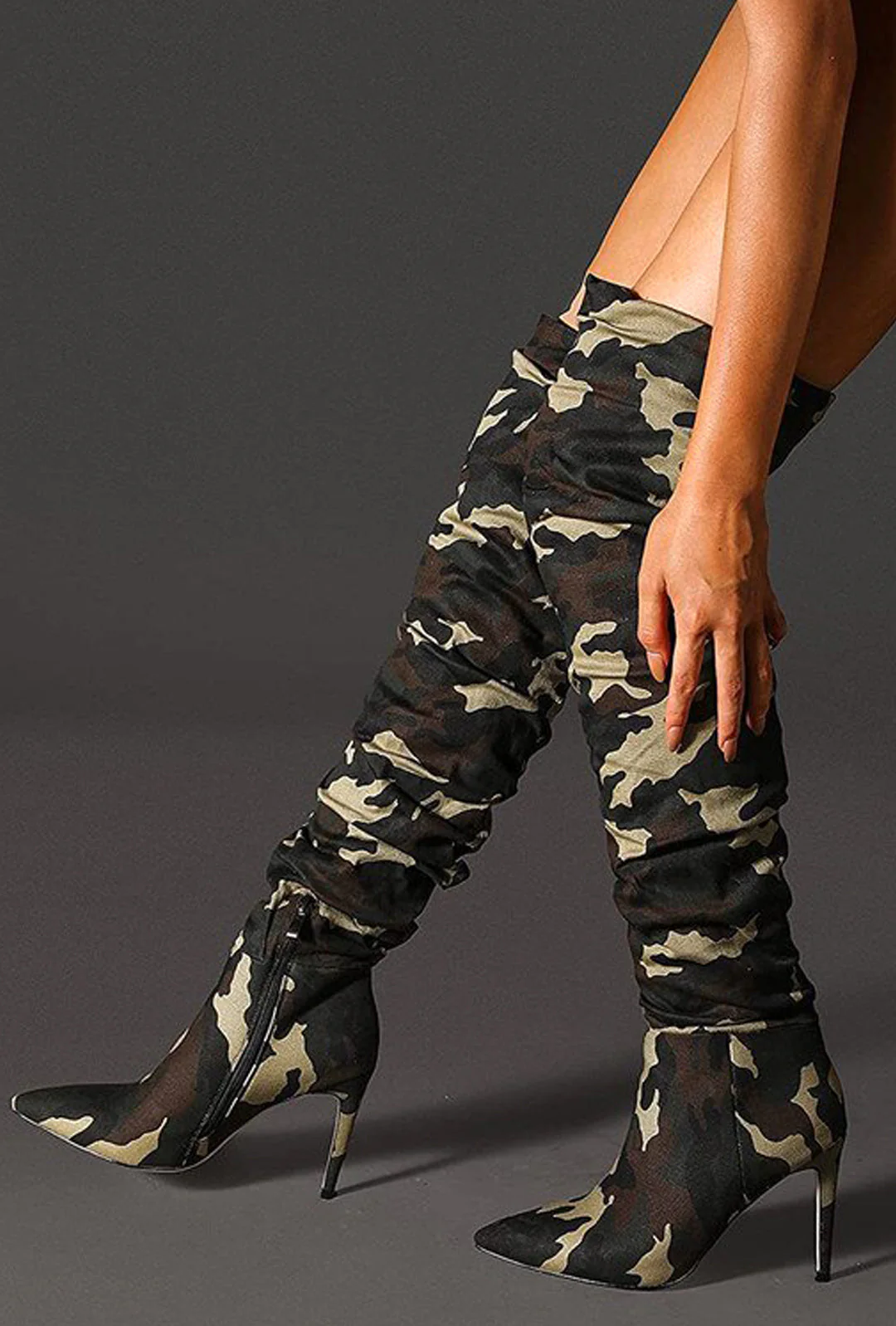 GeGE - SUEDE CAMO OTK HEEL BOOTS - Image 2