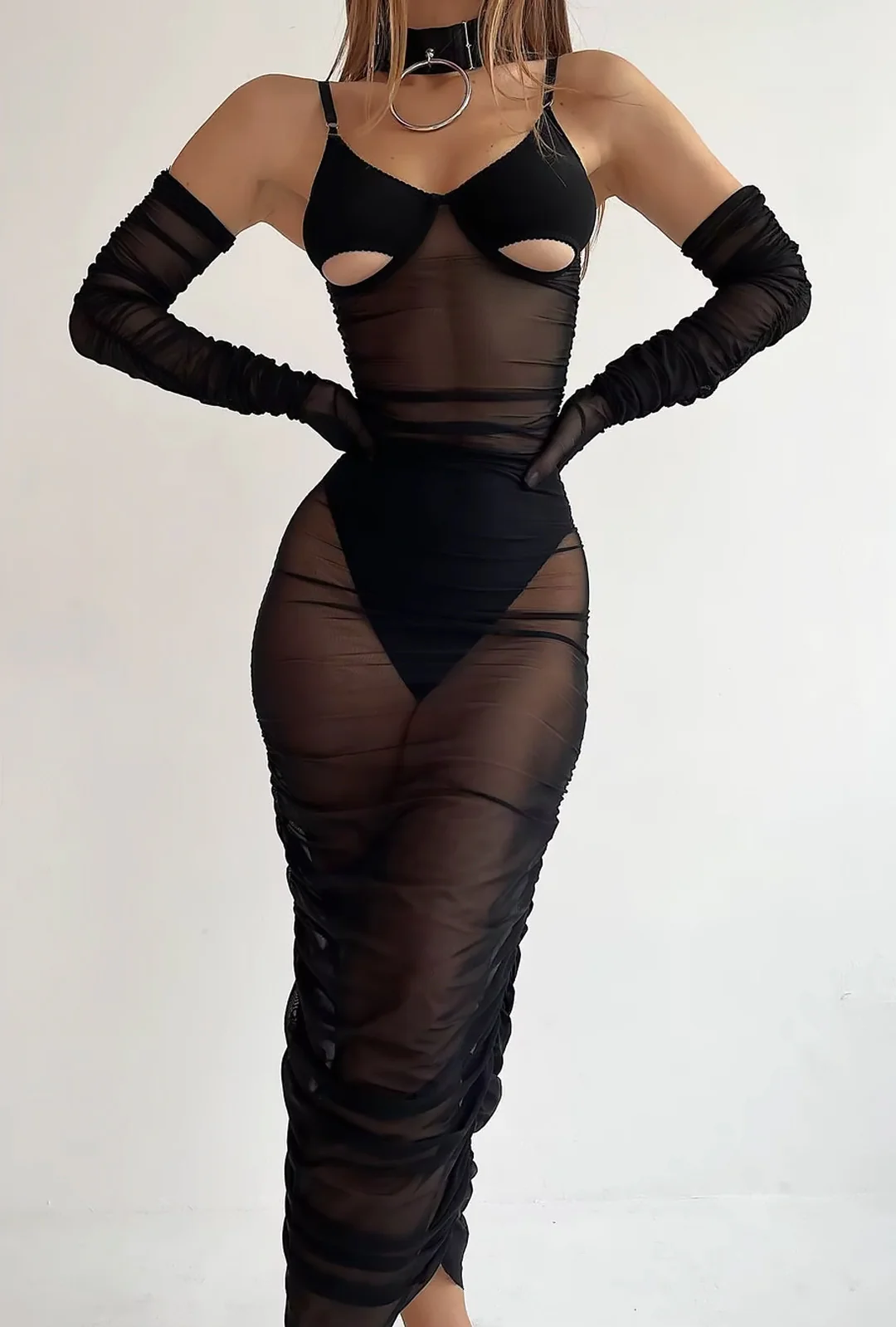 GHISLAINE - SHEER PEEKABOO LINGERIE MAXI DRESS - Image 2
