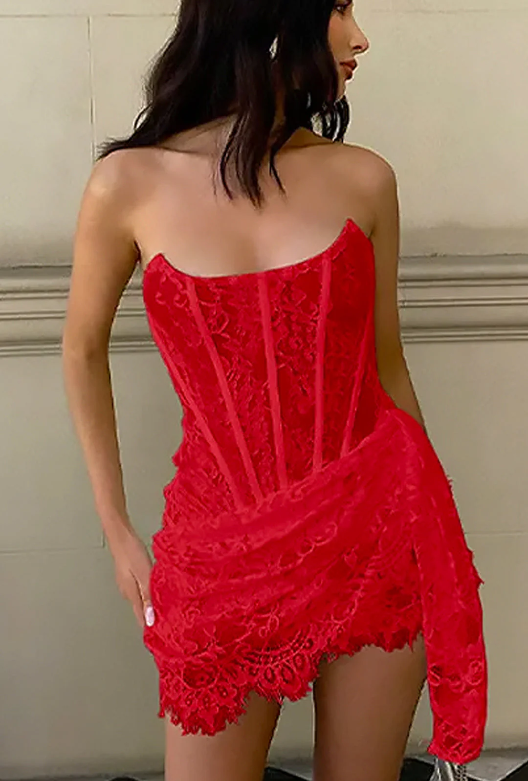 HARRIETT - ASYM LACE CORSET DRESS - Image 8