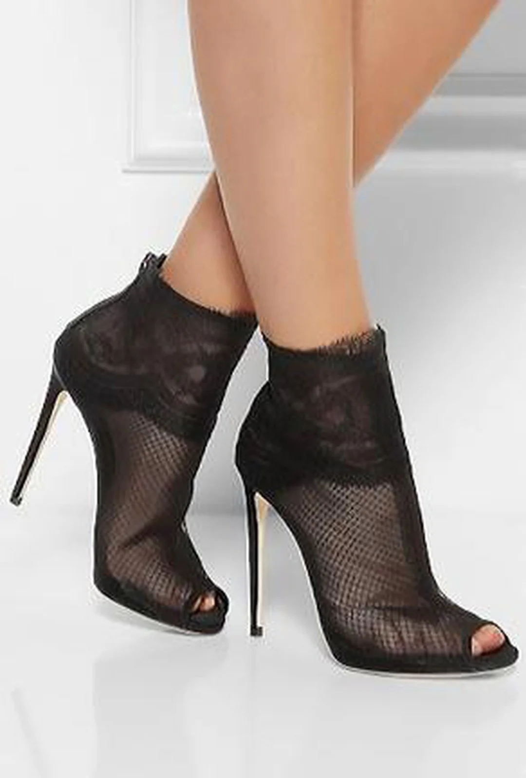 LISA - LACE MESH ANKLE HEELS - Image 3