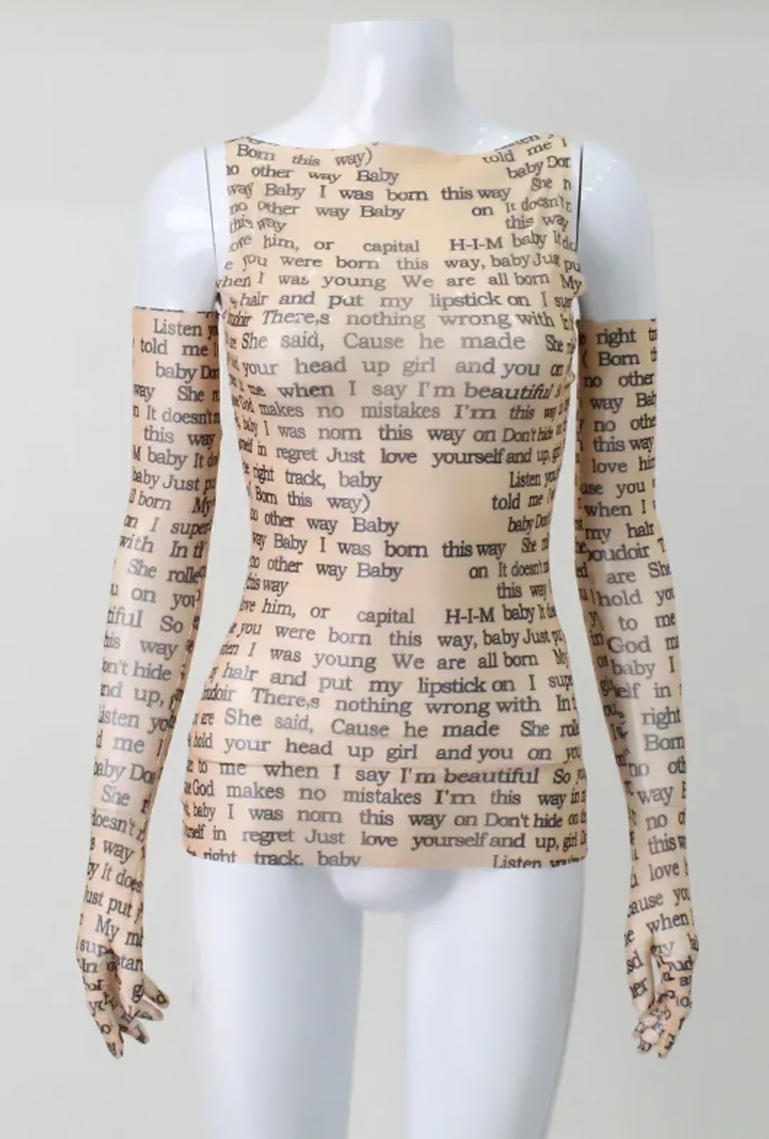 MAILIN - LADY GAGA LYRIC PRINTED TOP & GLOVES - Image 3