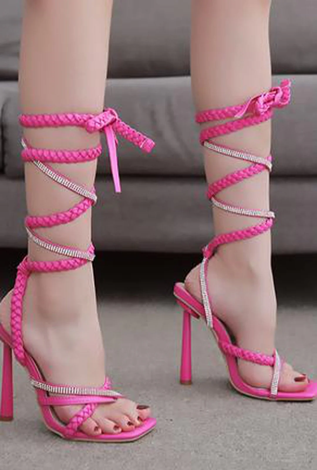 MAKAYLA - BRAIDED RHINESTONE SANDALS - Image 5