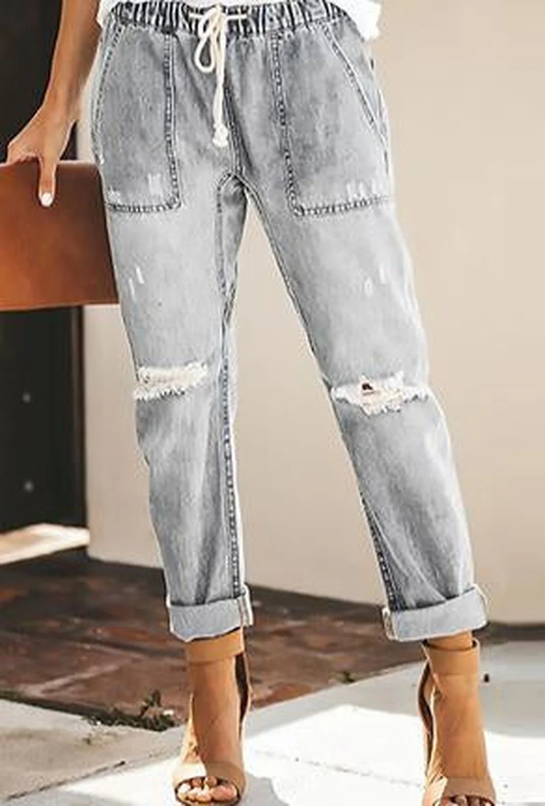 MOLLY - DISTRESSED HAREM BAGGY JEANS - Image 6