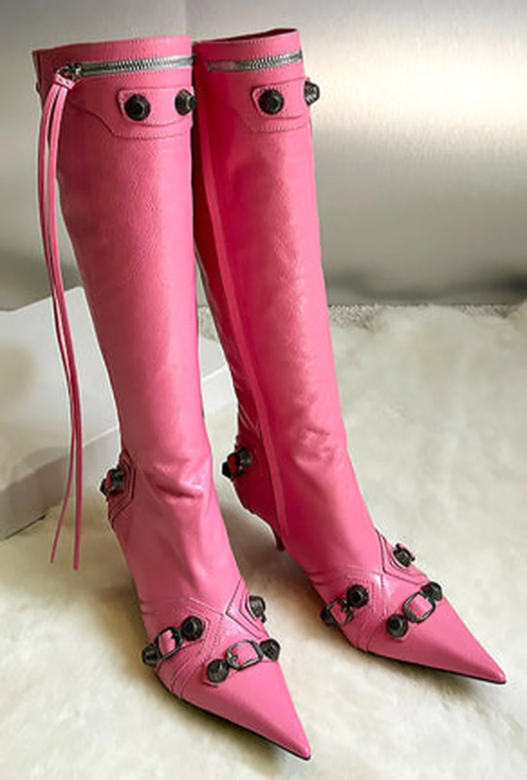 NICOL - KNEE STUD HEEL BOOTS - Image 4