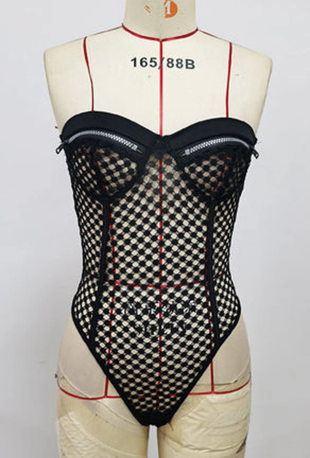 PHYLLIS - LEATHER & MESH BODYSUIT - Image 3