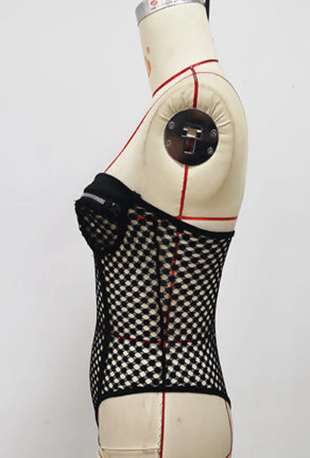 PHYLLIS - LEATHER & MESH BODYSUIT - Image 4