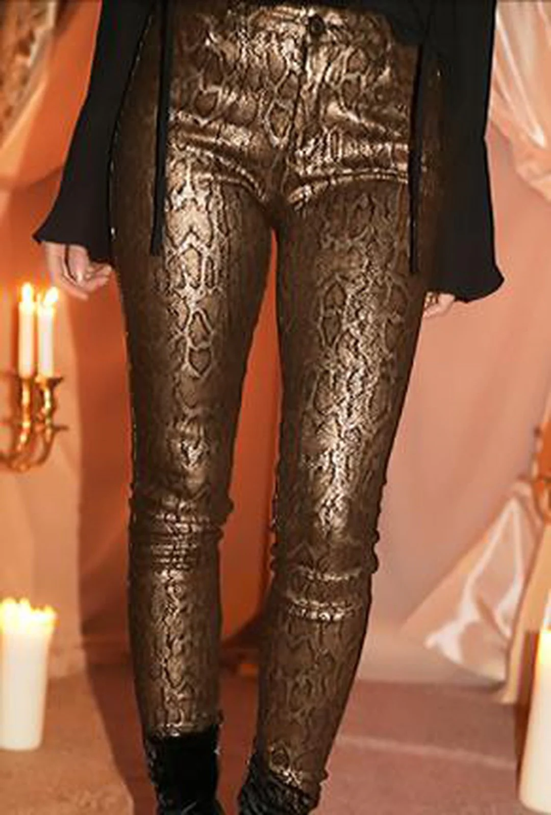 RESE - GOLD PYTHON PRINT JEANS - Image 3