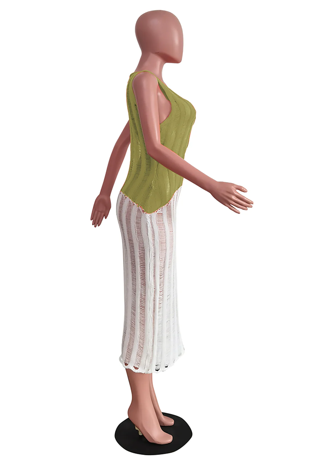 RENAYE - SHEER KNIT COLOR BLOCK MAXI DRESS - Image 3