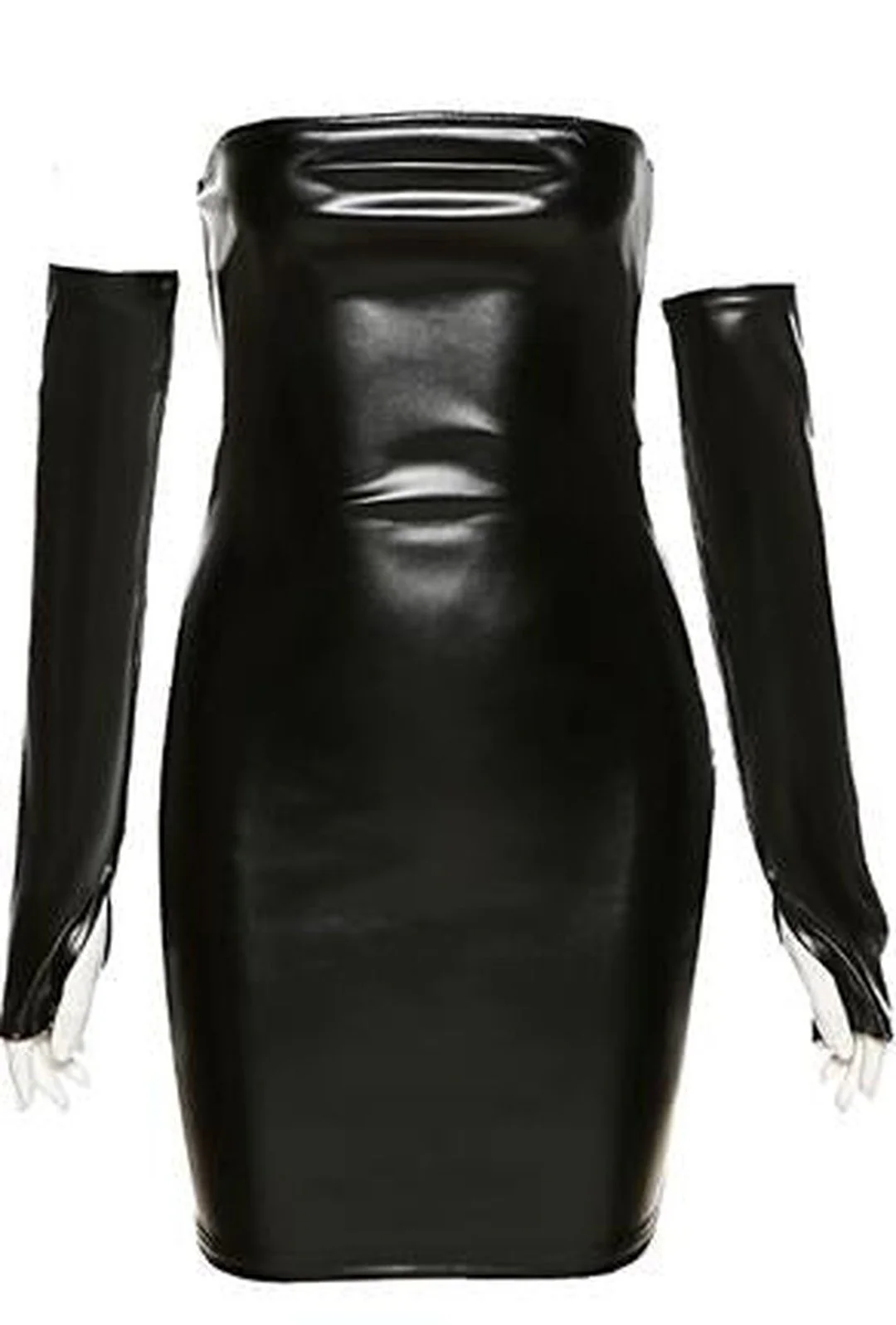 RHONDA - LEATHERETTE TUBE DRESS - Image 4