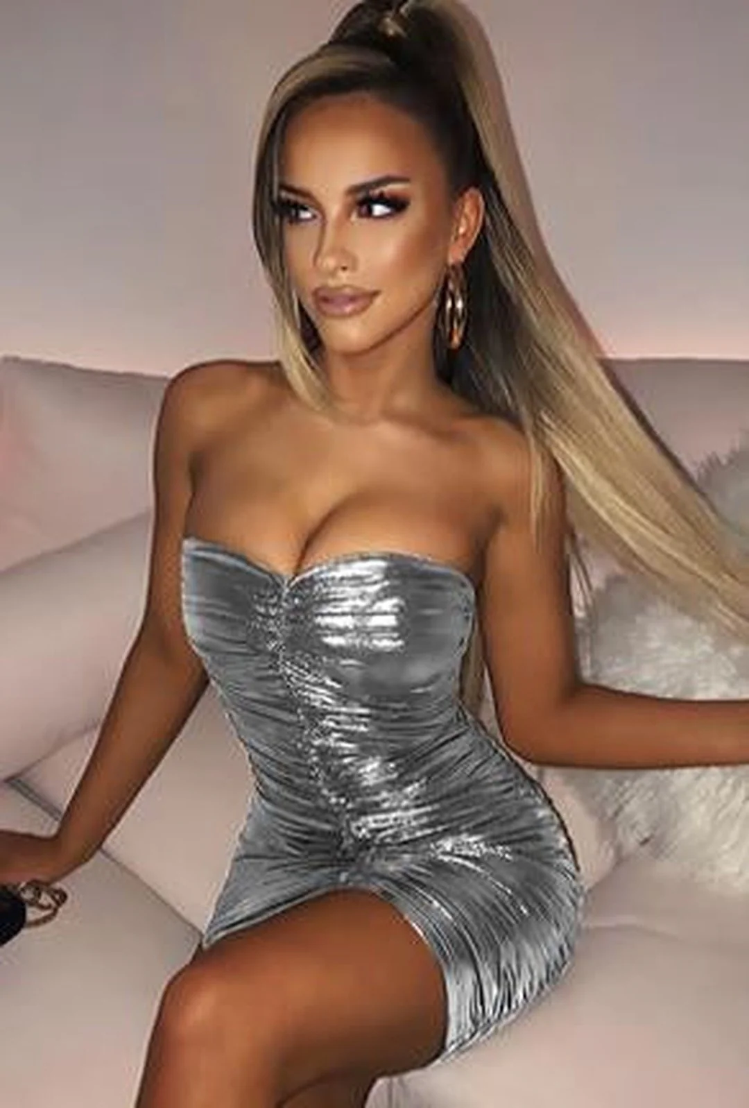 RITTINA - METALLIC RUCHED DRESS - Image 3
