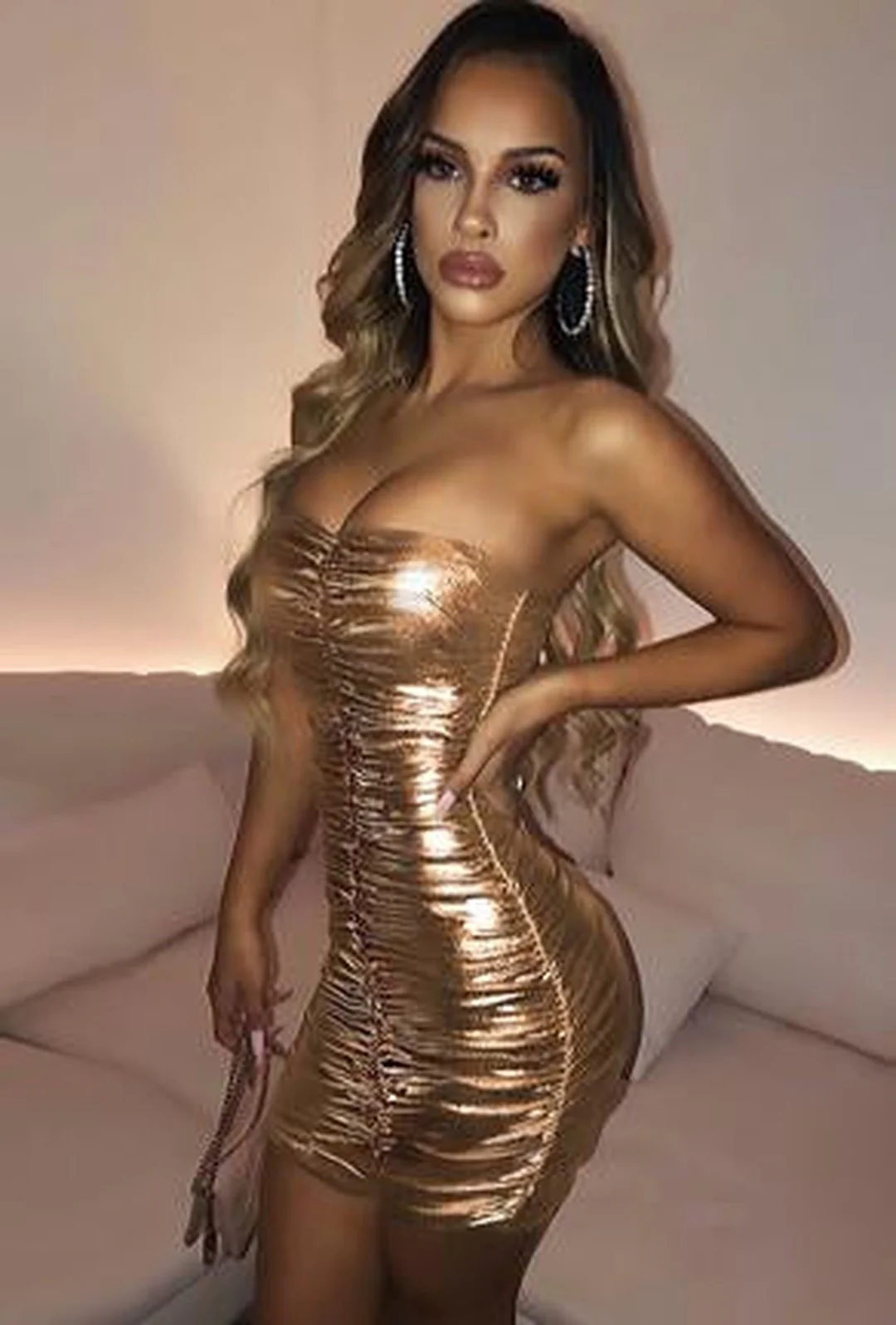 RITTINA - METALLIC RUCHED DRESS - Image 6
