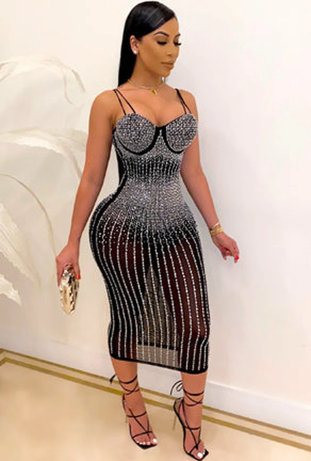 ROCHELLE - SPARKLING STUD MAXI DRESS - Image 6