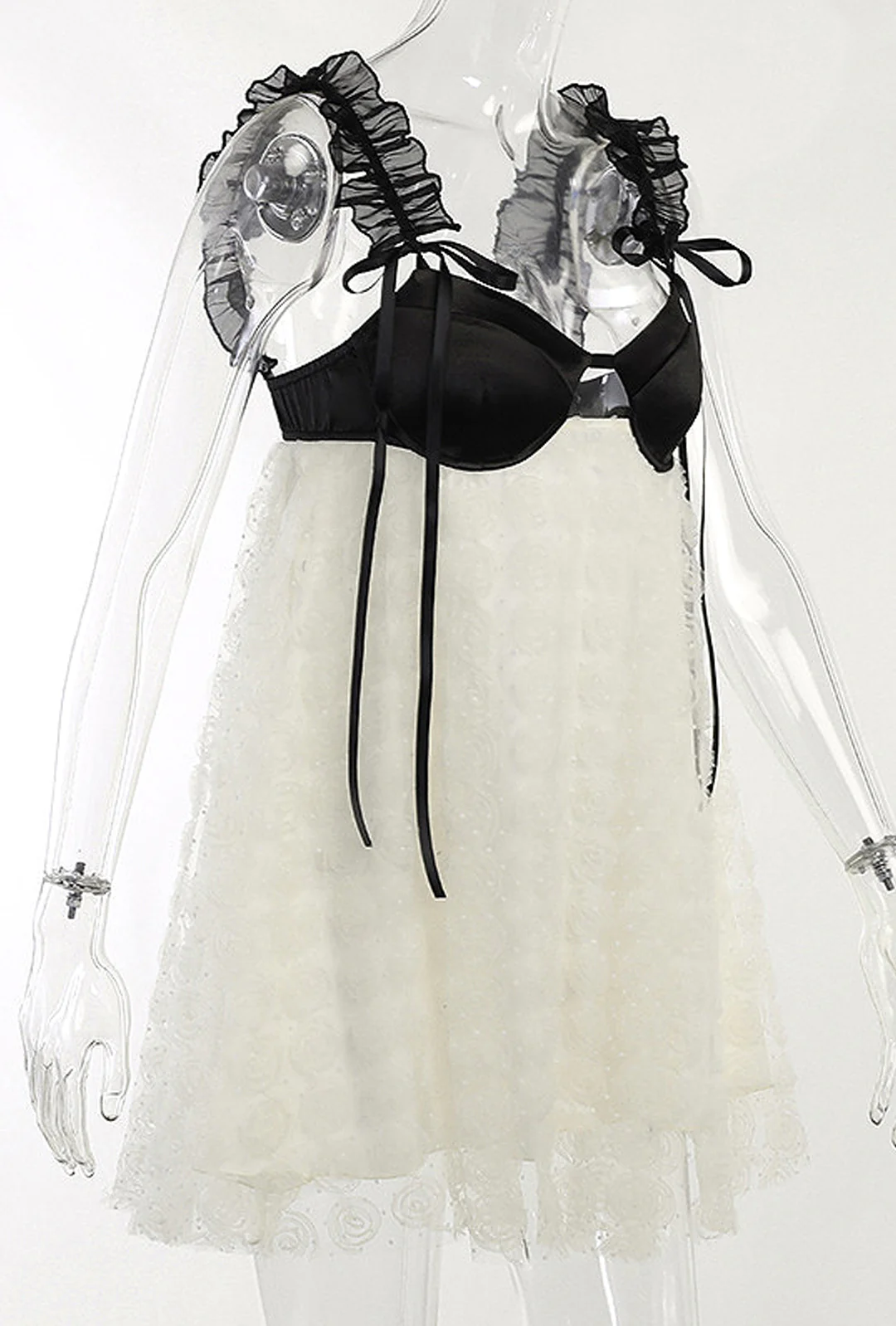 ROSARIO - JACQUARD BABYDOLL MINI DRESS - Image 7