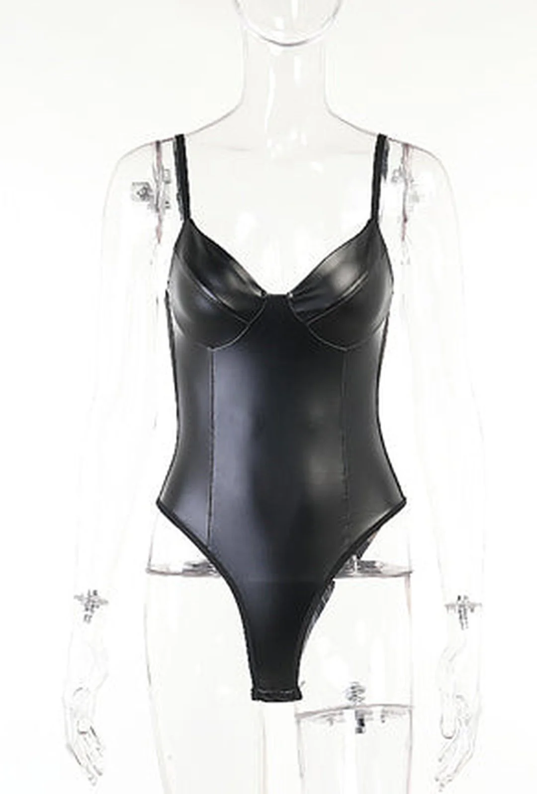 SHAN - LEATHERETTE BUSTIER BODYSUIT - Image 3