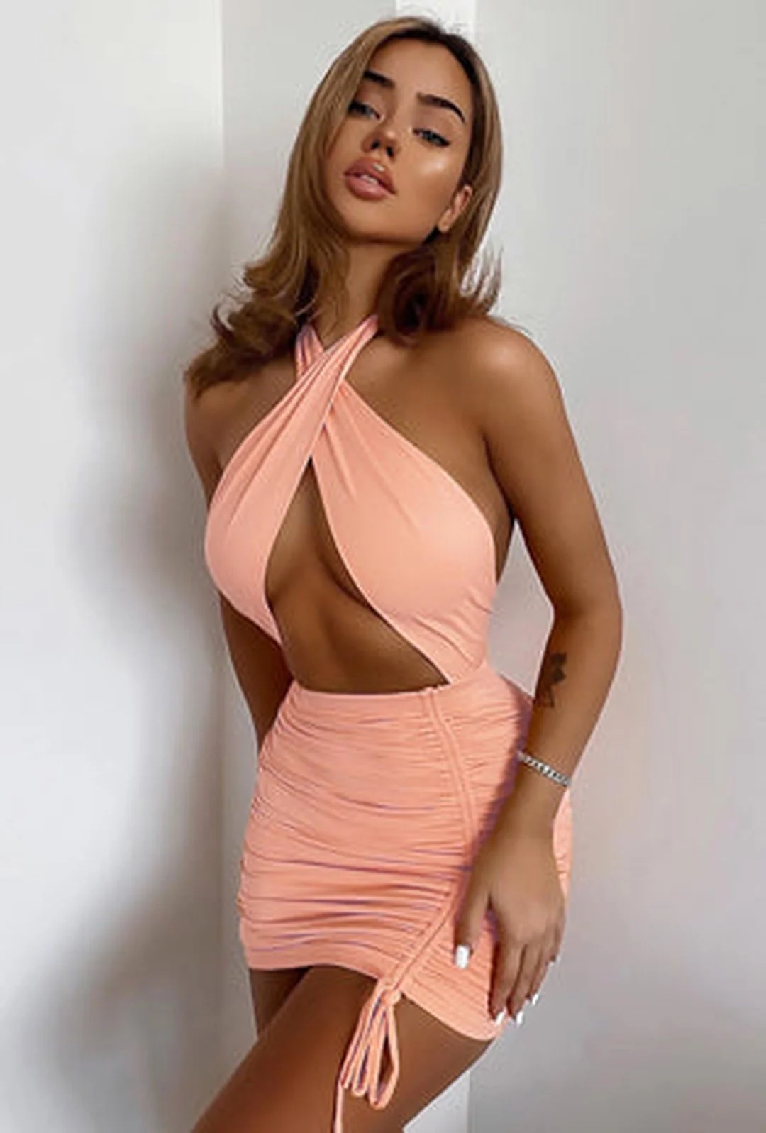 SHELIA - RUCHED CRISS CROSS DRESS - Image 5