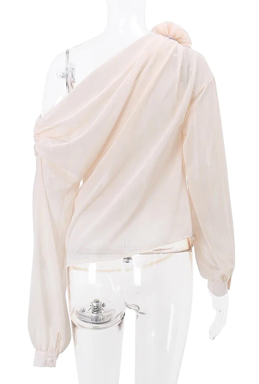 SHELLY - DRAPED ROSE MOTIF BLOUSE TOP - Image 4