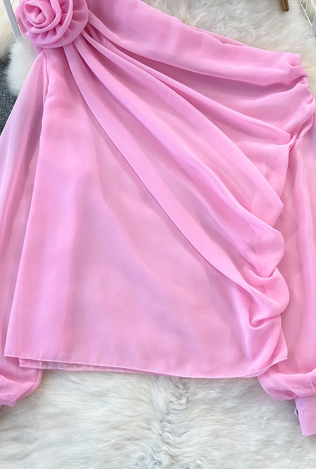 SHELLY - DRAPED ROSE MOTIF BLOUSE TOP - Image 8