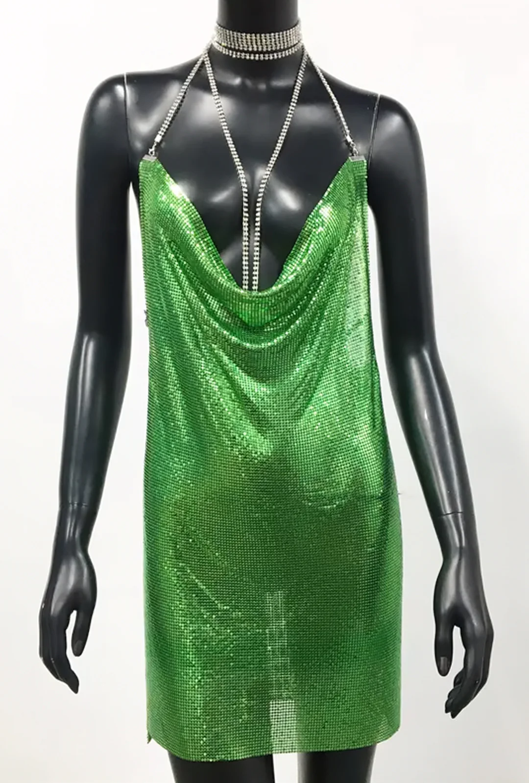 SILVA - CHAINMAIL PLUNGE FRONT DRESS - Image 10
