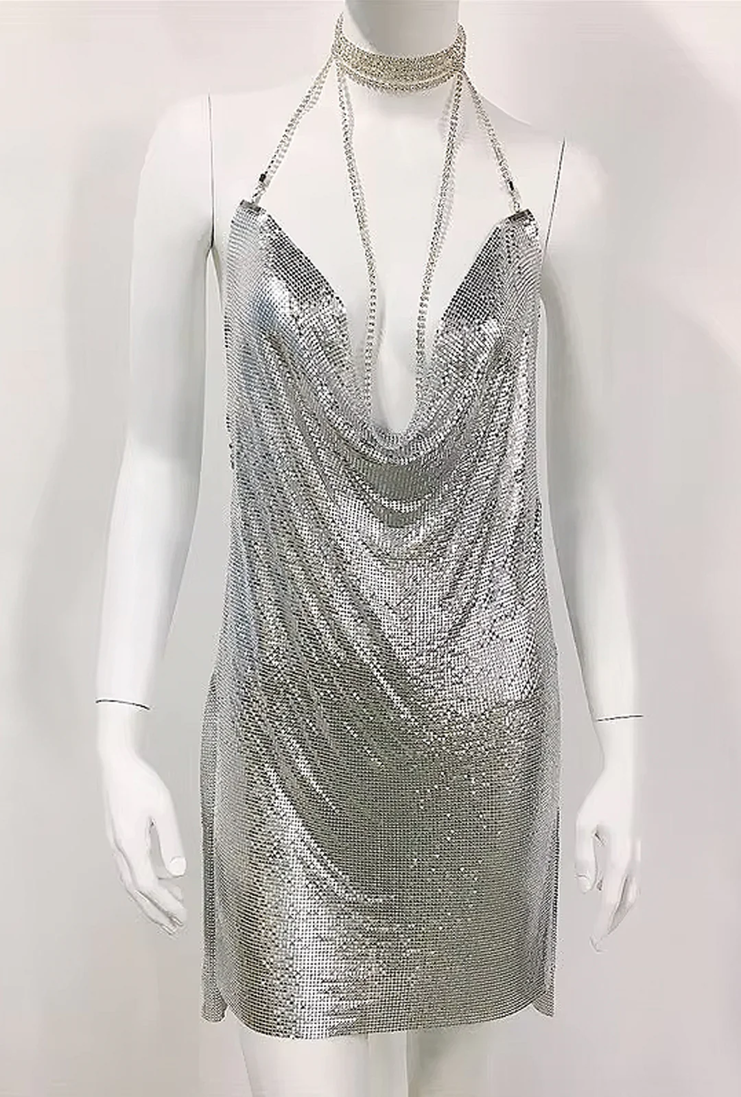 SILVA - CHAINMAIL PLUNGE FRONT DRESS - Image 5