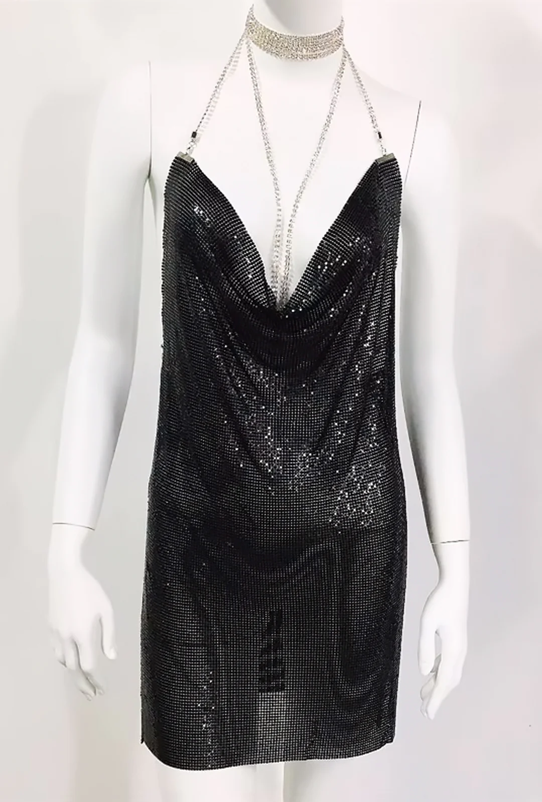 SILVA - CHAINMAIL PLUNGE FRONT DRESS - Image 6