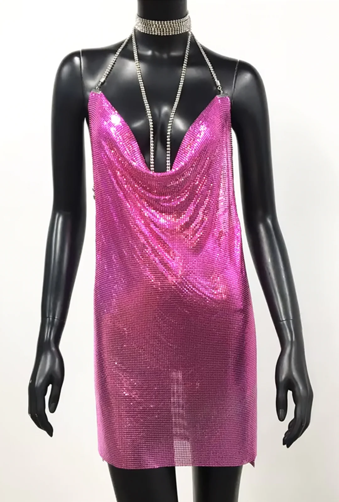 SILVA - CHAINMAIL PLUNGE FRONT DRESS - Image 8