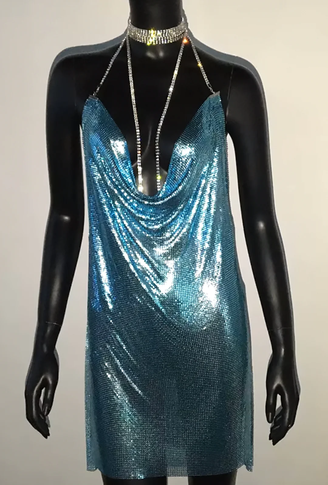 SILVA - CHAINMAIL PLUNGE FRONT DRESS - Image 9