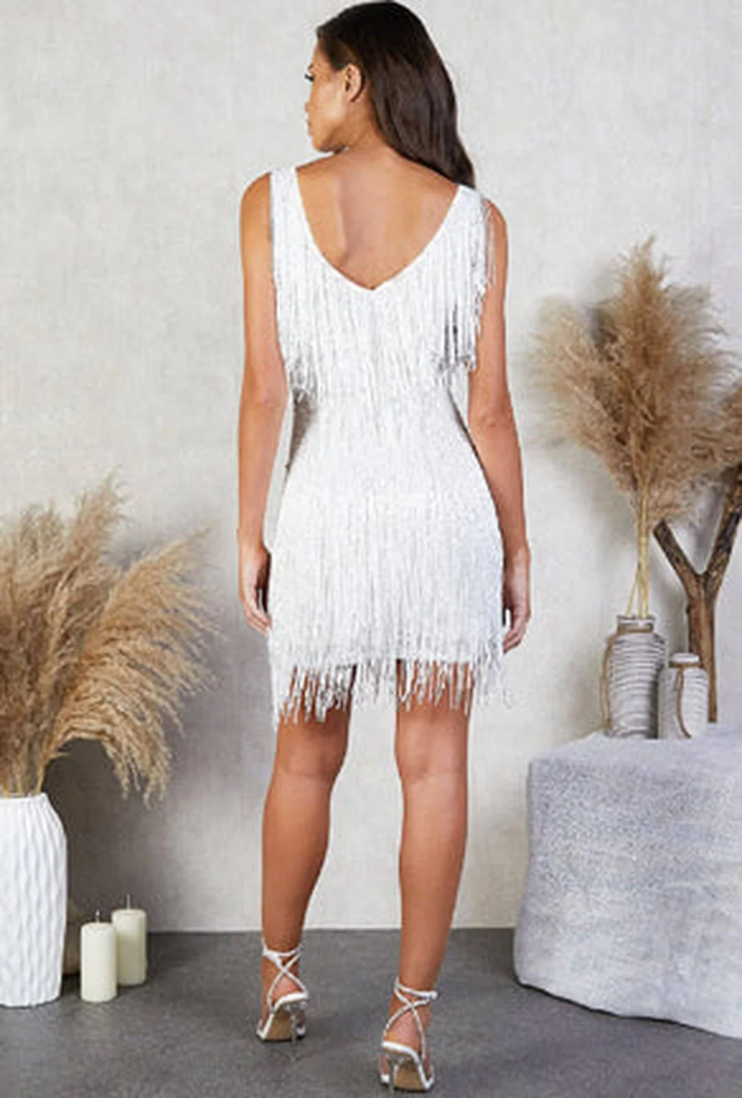 STAR - V-NECK GATSBY FRINGE DRESS - Image 3