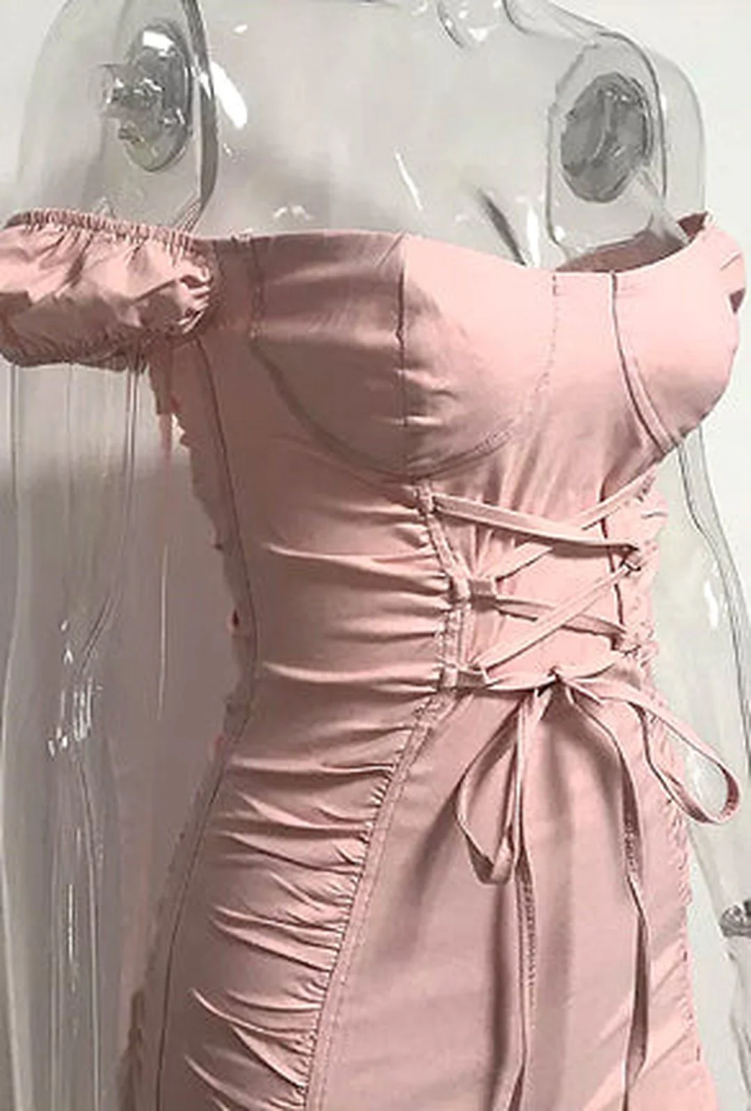 SUSSY - LACE FRONT RUCHED DRESS - Image 5