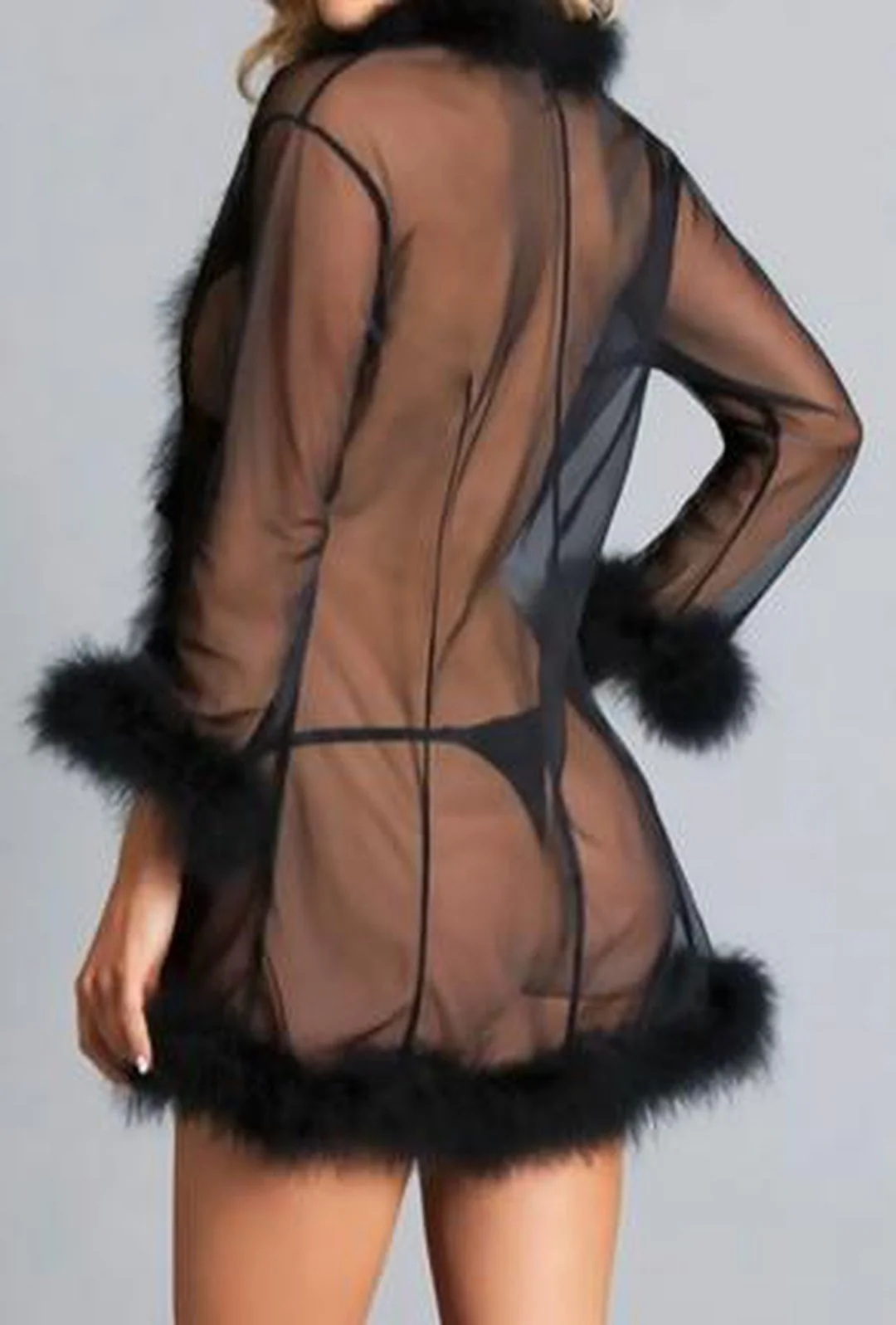 TATI - LINGERIE SHEER FUR ROBE - Image 5