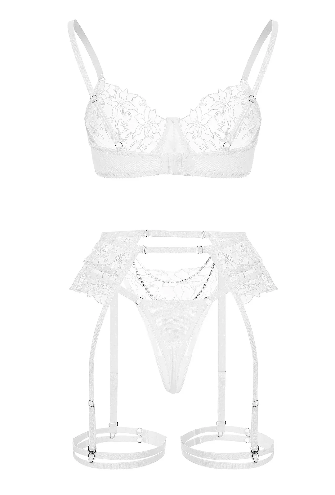 THERESE - LACE WITH RHINESTONE GARTER LINGERIE - Image 5