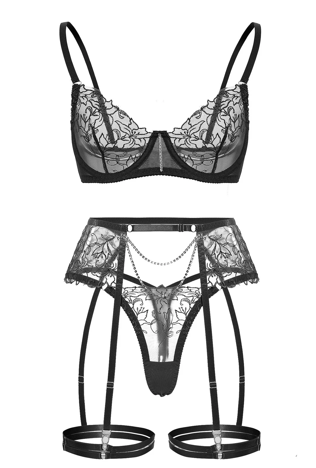 THERESE - LACE WITH RHINESTONE GARTER LINGERIE - Image 6