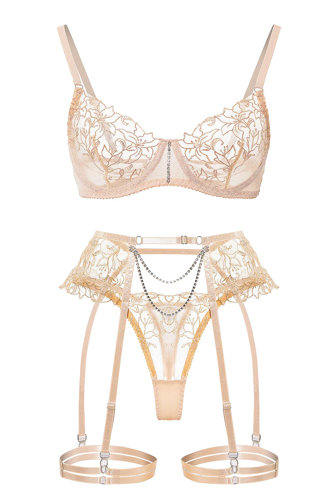 THERESE - LACE WITH RHINESTONE GARTER LINGERIE - Image 7