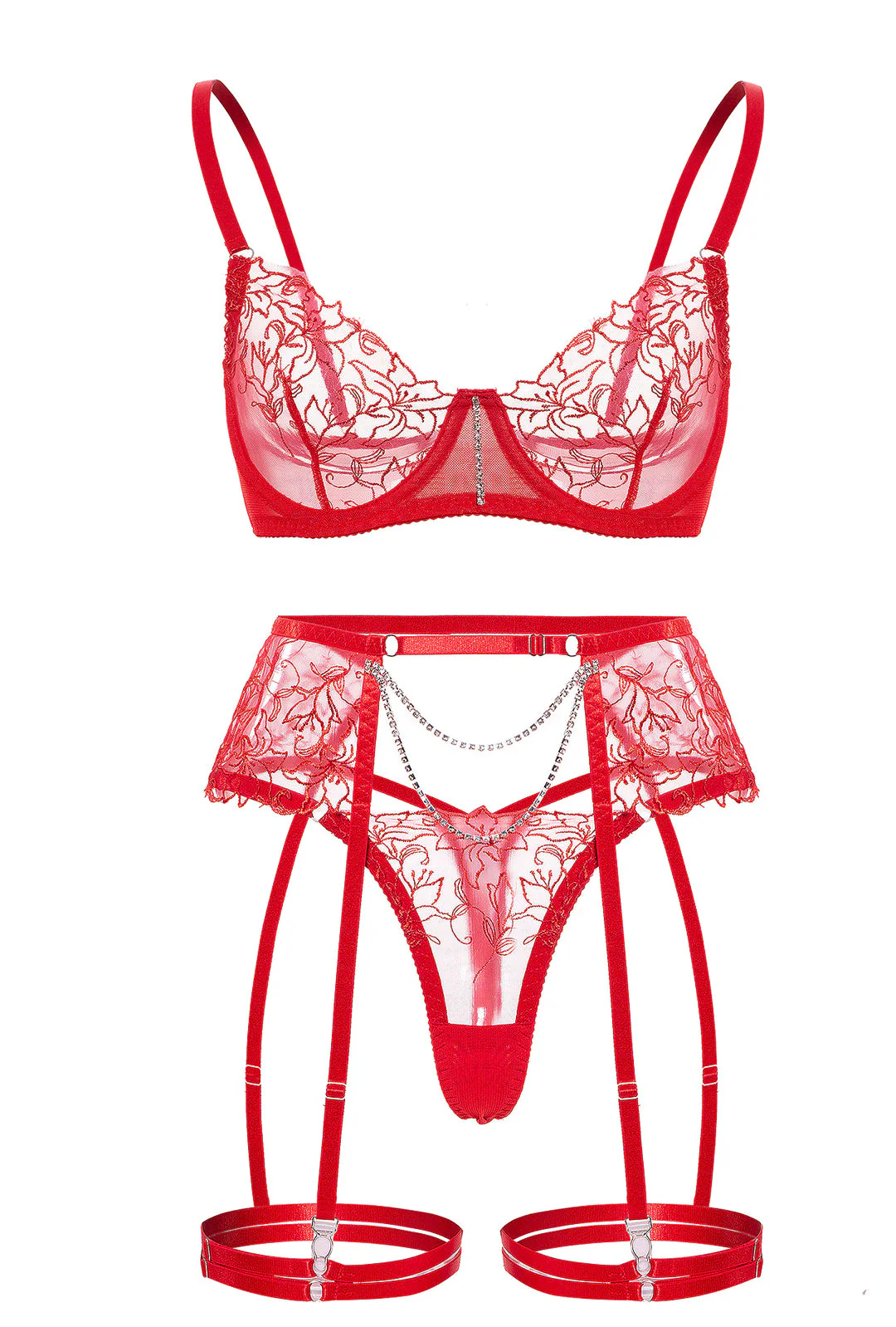 THERESE - LACE WITH RHINESTONE GARTER LINGERIE - Image 8