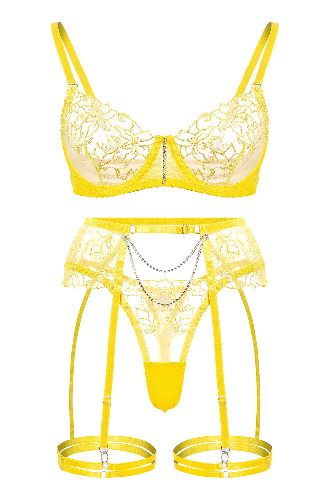 THERESE - LACE WITH RHINESTONE GARTER LINGERIE - Image 9
